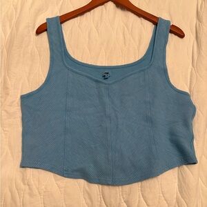 Aerie Blue Ribbed Tank Top Size XXL